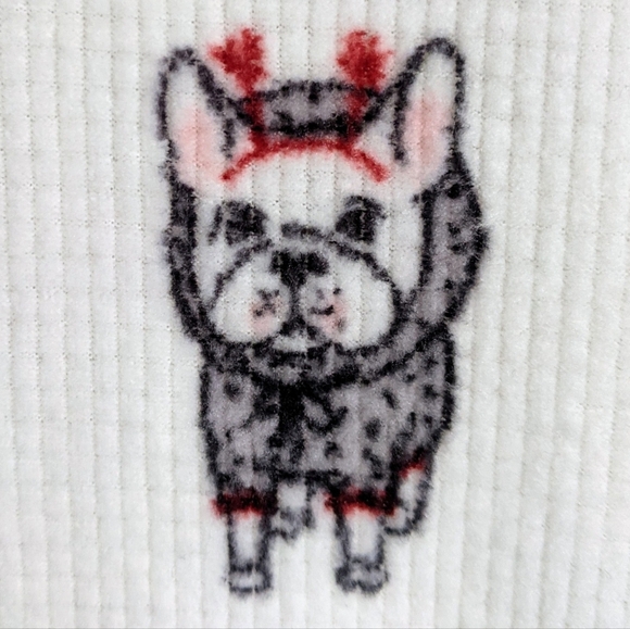 PJ Salvage Frenchie Print Textured Fleece Winter Theme Lounge Pants Ivory XL NWT - Picture 11 of 15